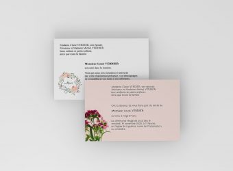Carte de deuil, faire-part de décès, carte de remerciement